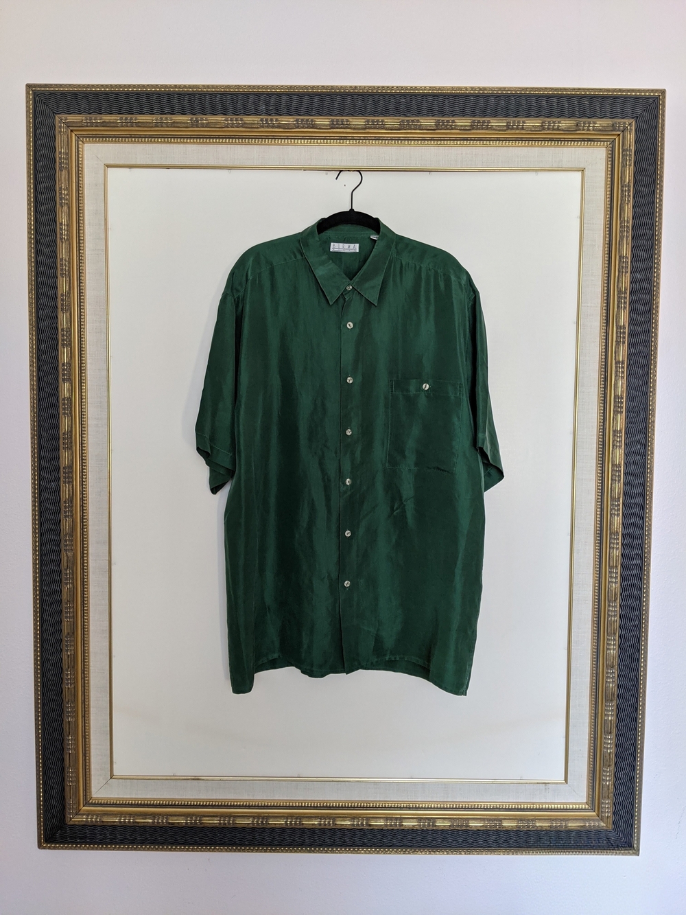 Burma Bibas 100% Silk Blouse | Size L | Unisex In A Beautiful Emerald Green